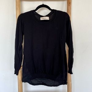 Sancerre Black Sweater. Silk back panel. Small.